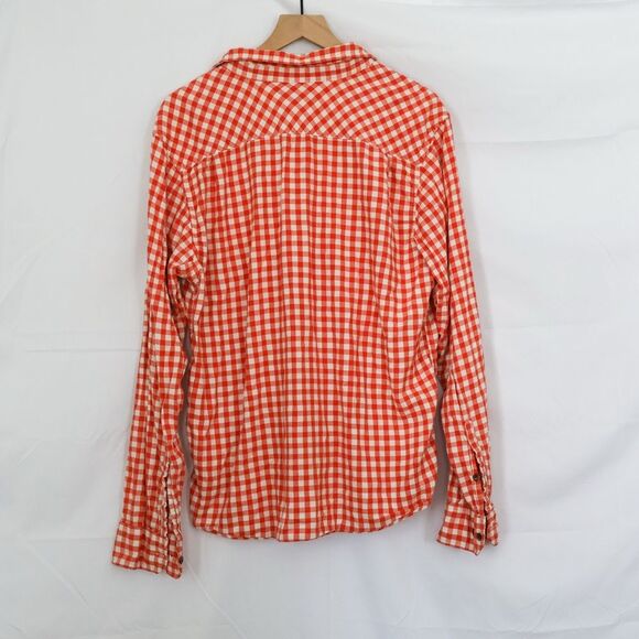 The North Face Men's Orange and White Gingham Button Down Shirt - Large - Picture 3 of 7
